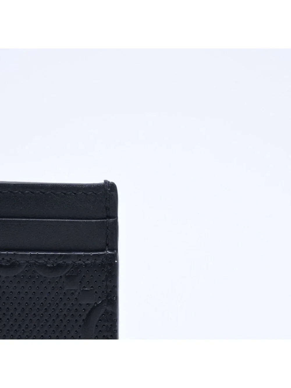 Gucci Card Case Business GG Embossed Leather Black